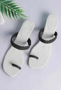 Onyx Black Knotted Cruelty Free Leather Sandals image 1