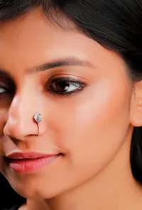 Intricate Brass Leaf Nose Pin image 1