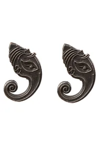 Lord Ganesha Oxidized Stud Earrings image 3