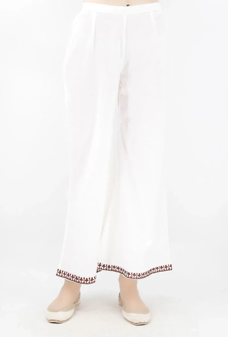 Olive Chevron Handblocked Cotton Palazzo