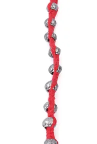 Set Of 2: Amoli Red Thread & Antique Plated Brass Beaded Anklets image 4