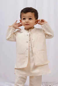 Yellow Striped Nehru Jacket image 1