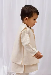 Yellow Striped Nehru Jacket image 2