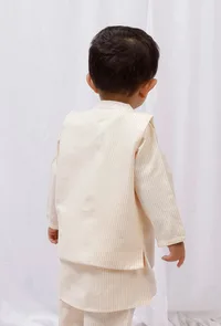 Yellow Striped Nehru Jacket image 3