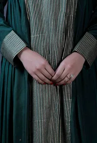 Set of 2: Green Modal Viscose block printed Kurta and modal viscose block printed Salwar image 5