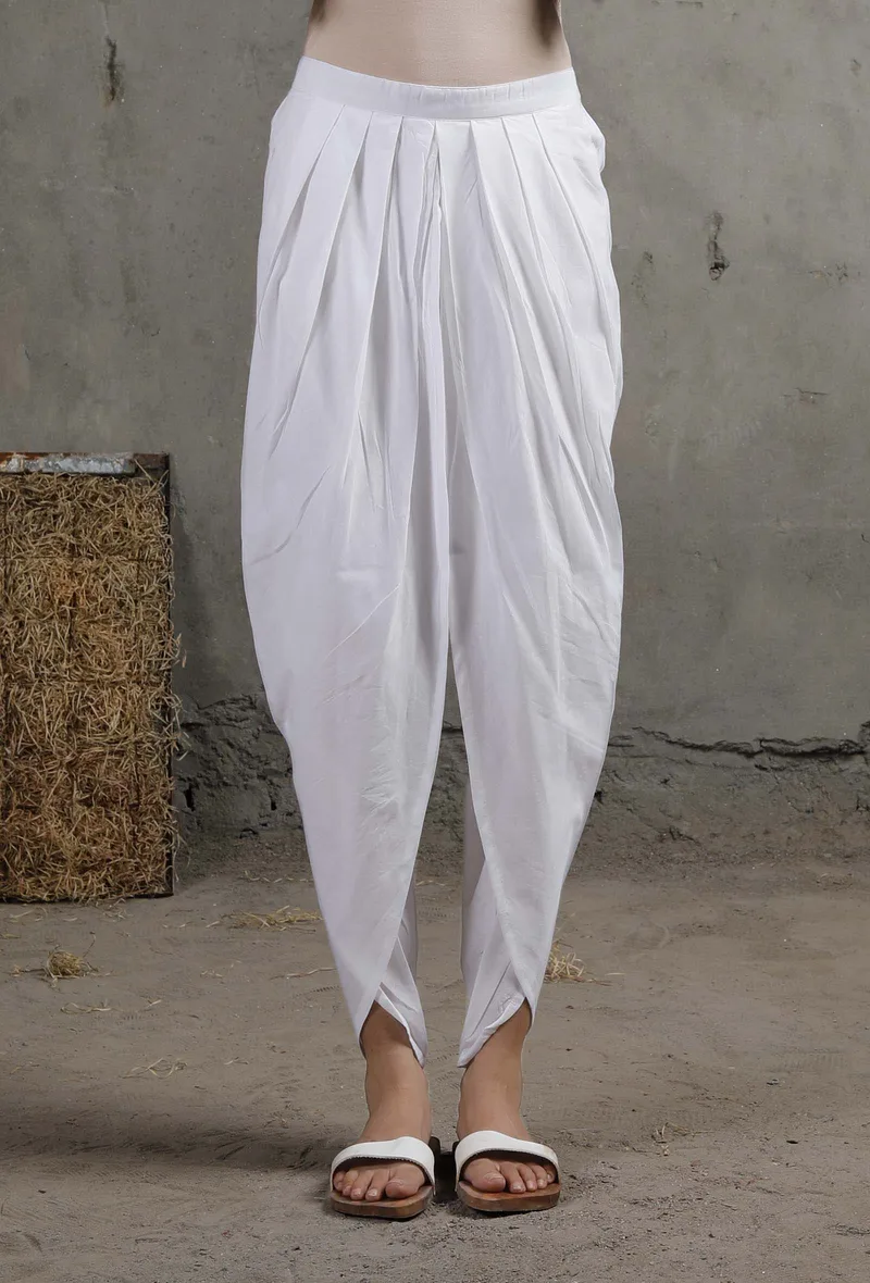 White Cotton Dhoti Pants