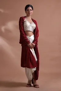 Brown Color Cotton Georgette Embroidered Dupatta image 3