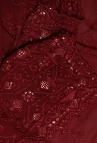 Brown Color Cotton Georgette Embroidered Dupatta image 6