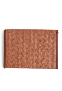 Cocoa Brown Raffia Weave Pouch Bag image 3