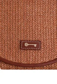 Cocoa Brown Raffia Weave Pouch Bag image 6