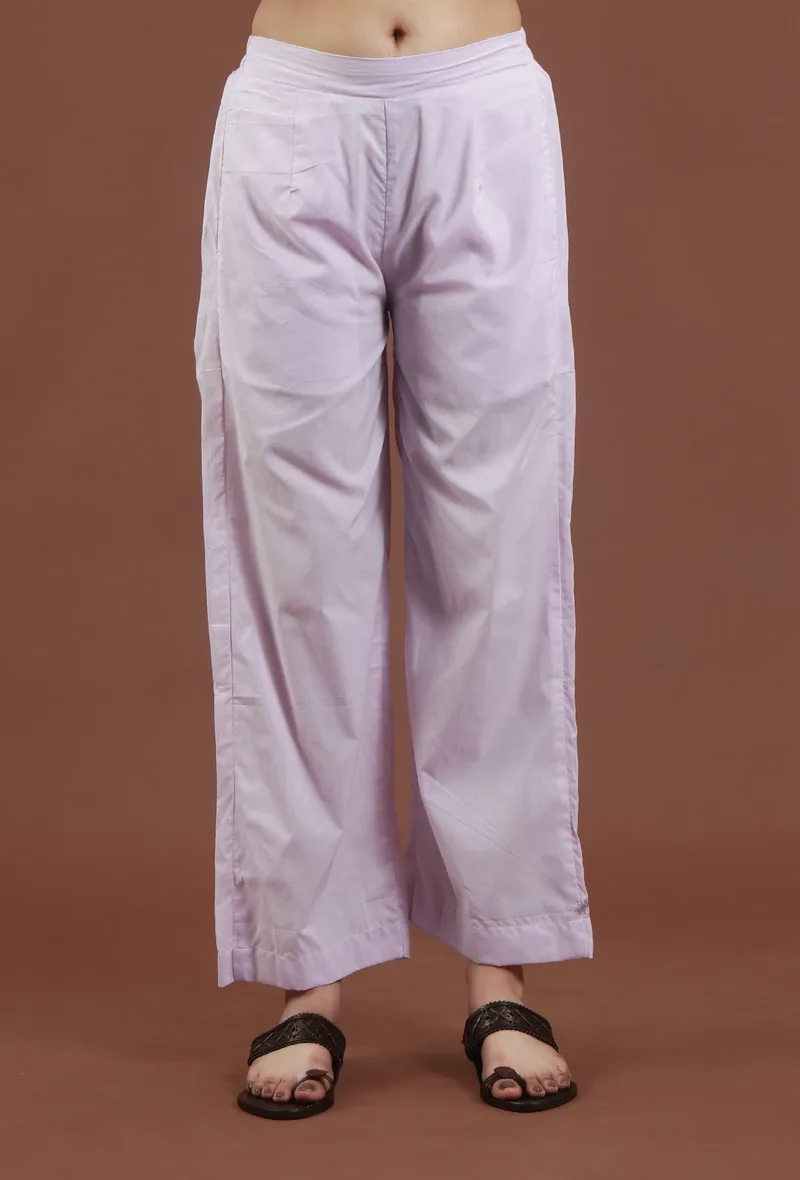 Solid Cotton Straight Pant
