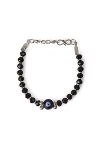 Adjustable Evil Eye Bracelet in German Silver with Black Beads image 2