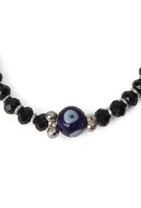 Adjustable Evil Eye Bracelet in German Silver with Black Beads image 3