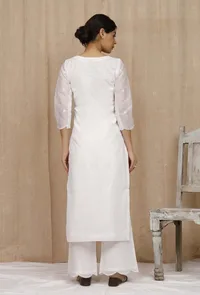 White Organdy Embroidered Shirt image 3