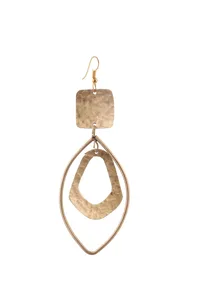 Oval Brass with Square Earrings image 4