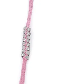 Set Of 2: Nyasia Pink Thread & Antique Plated Brass Beaded Anklets image 4