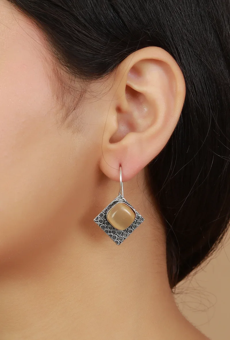 Champagne Square Drops Earrings