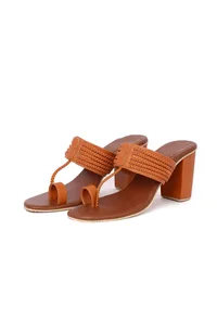 Tan Cruelty-Free Leather Heeled Sandals image 3