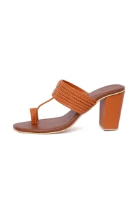 Tan Cruelty-Free Leather Heeled Sandals image 4