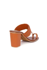 Tan Cruelty-Free Leather Heeled Sandals image 6