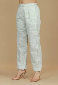 Light Grey Cotton Khadi Pants image 2