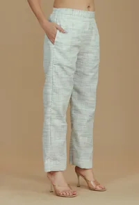 Light Grey Cotton Khadi Pants image 3