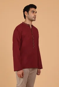 Red Ajrakh Handcrafted Cotton Full Sleeves Shirt image 2