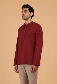 Red Ajrakh Handcrafted Cotton Full Sleeves Shirt image 3