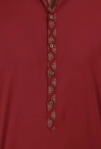 Red Ajrakh Handcrafted Cotton Full Sleeves Shirt image 5