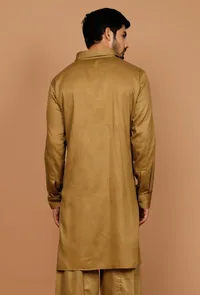 Bronze Cotton Satin Pathani Kurta image 4