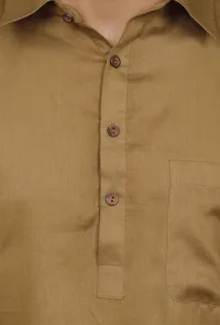 Bronze Cotton Satin Pathani Kurta image 5