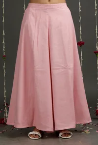 Solid Pink Flared Palazzo Pants image 1
