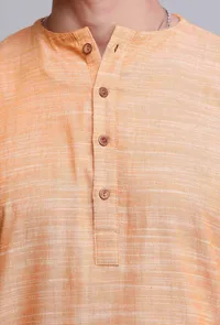Set of 2: Peach Orange Cotton Kurta Pyjama image 6