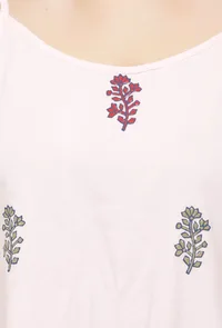 Set of 2 : Light Pink Short Cotton  Hand-Block Printed Kurta with Cotton Pink Block Printed Sharara image 5