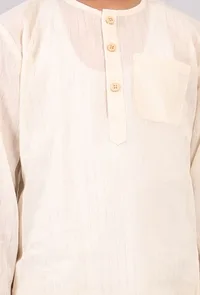 Set Of 2: White Cotton Silver Stripes Kurta Pyjama Set image 5