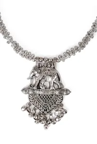 Traditional Partywear German Silver Ghunghru Bead Long Chain Bahubali Pendant image 4