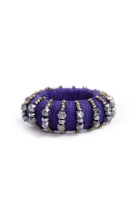 Indigo Blue Thread Wooden Bangles image 2