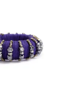 Indigo Blue Thread Wooden Bangles image 4