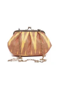 Beige Wood Ikat Clutch image 2