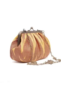 Beige Wood Ikat Clutch image 3