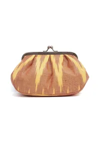 Beige Wood Ikat Clutch image 4