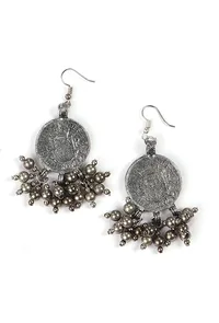 Red Thread & German Silver Tribal Coin Choker & Earrings Set image 4