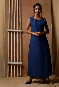 Long Blue Cotton Kurta image 1