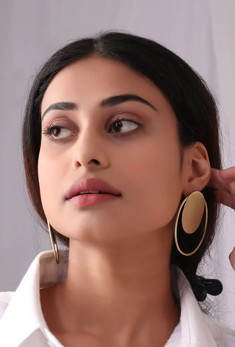 Double Layered Brass Earrings