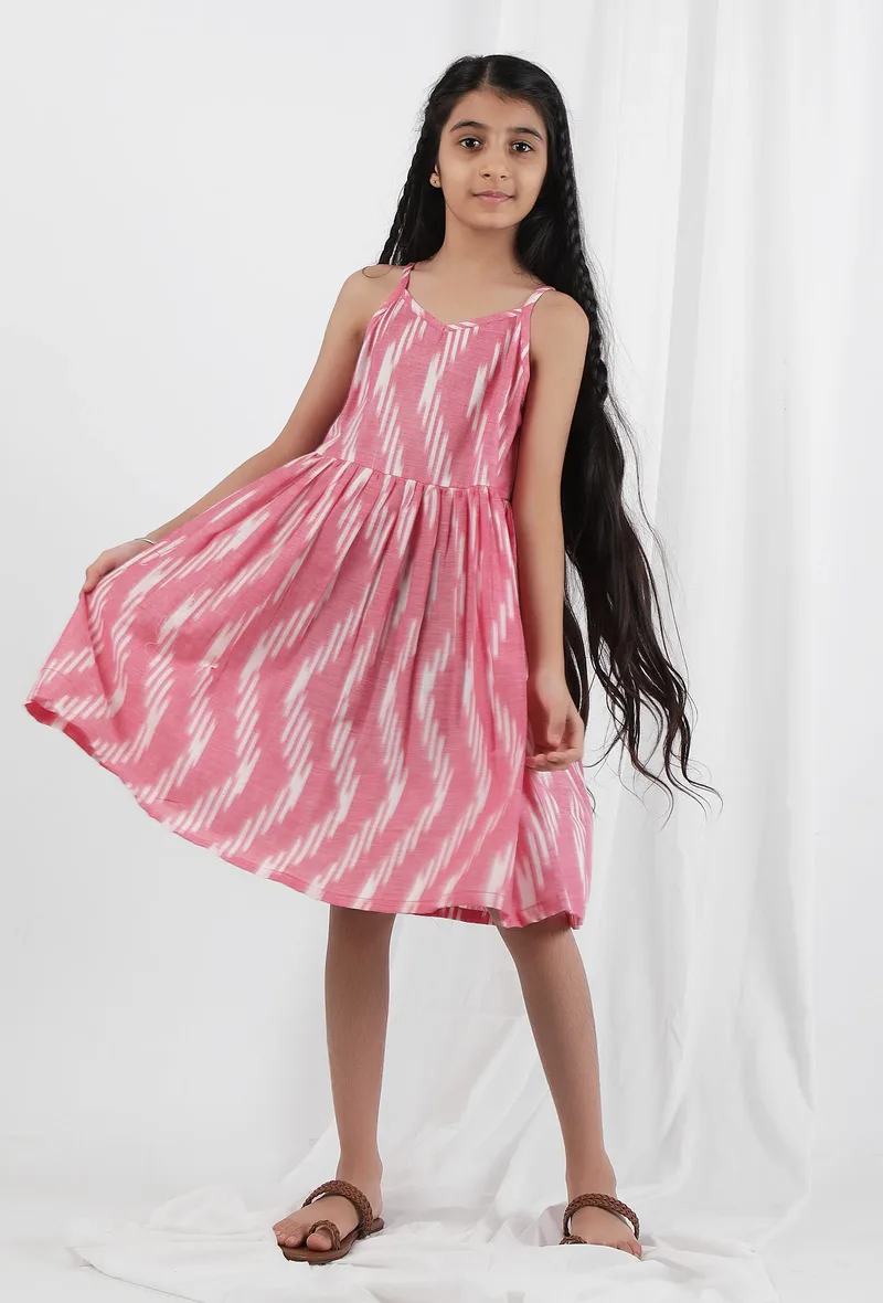 Pink Ikat Cotton Dress