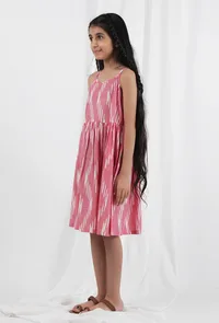 Pink Ikat Cotton Dress image 2