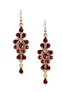 Pink-Red Afghan German Silver Earrings image 2