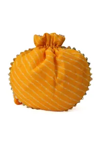 Sunshine Yellow Gotapatti Potli with Tassels image 4