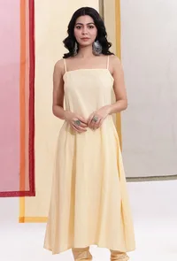 Light Yellow Cotton Cambric Flared Slip image 1
