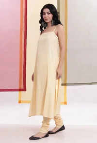 Light Yellow Cotton Cambric Flared Slip image 2